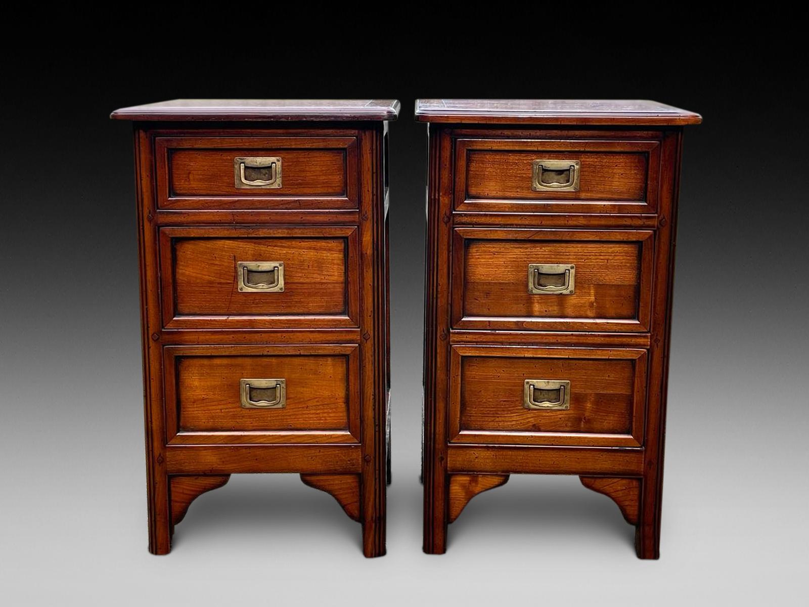Pair of Fruitwood Three-Drawer Bedsides (1 of 5)