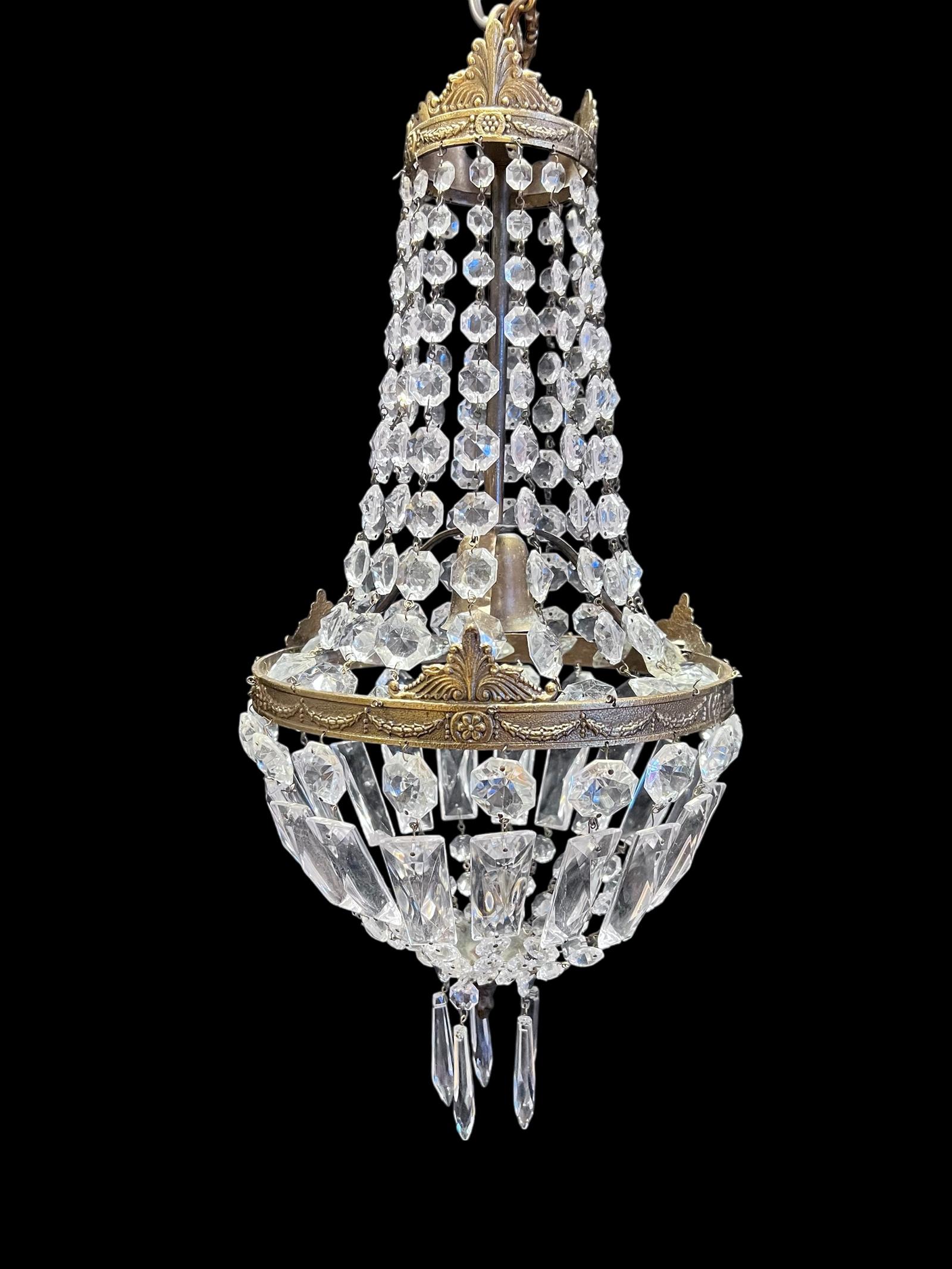 One Light French Empire Basket Antique Crystal Chandelier (1 of 10) One Light French Empire Basket Antique Crystal Chandelier (1 of 10)