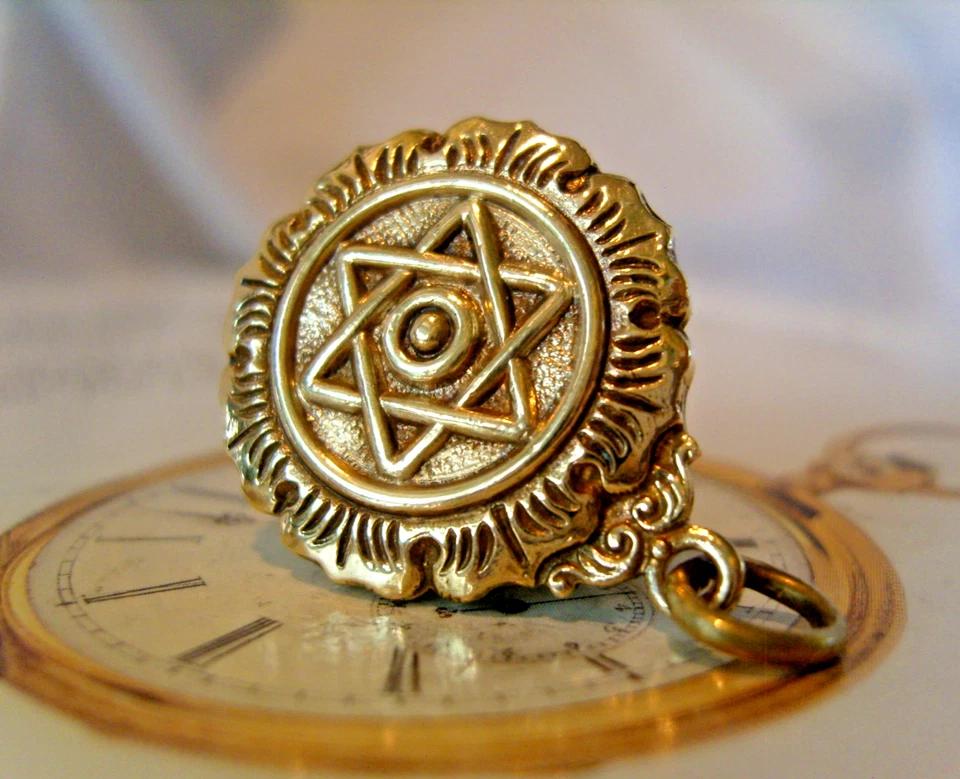 Pocket Watch Chain Fob 1920s Star Of David Religious Chunky Brass Fob (1 of 7) Pocket Watch Chain Fob 1920s Star Of David Religious Chunky Brass Fob (1 of 7)