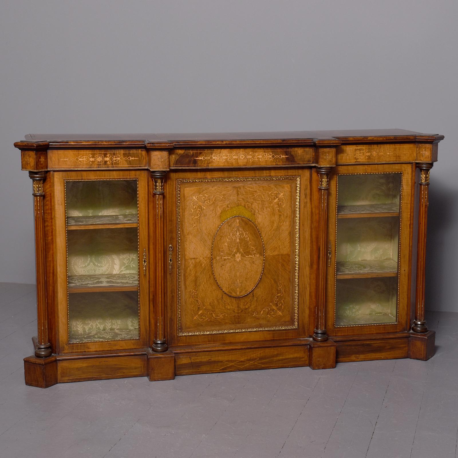 Mid-victorian Inlaid Walnut Credenza (1 of 10)