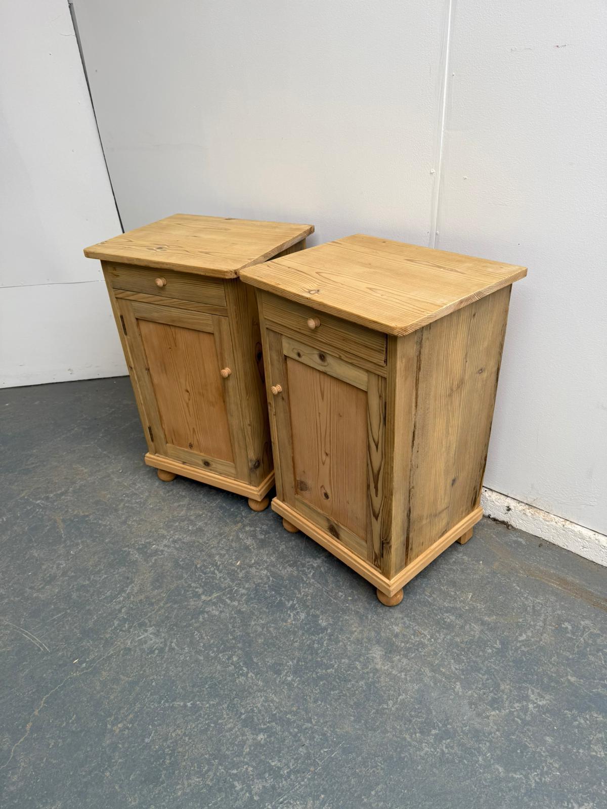 Quality Pair of Victorian Antique Pine Rounded Bedside Cabinets to wax / paint (1 of 9)