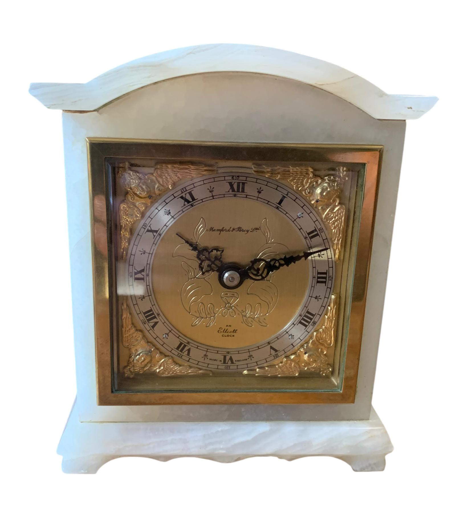 Beautiful White Marble Mantel Clock by Elliott, London - (1 of 7)