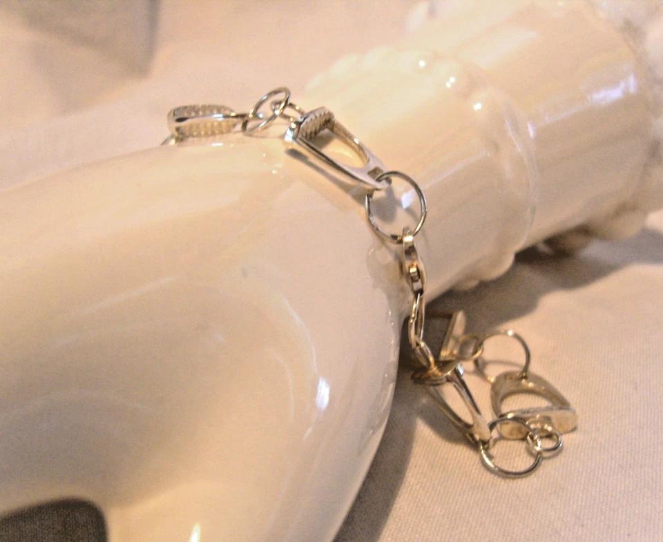 Bracelet Silver Horse Stirrup 925 Polish Equestrian 1970s Nos (1 of 8)