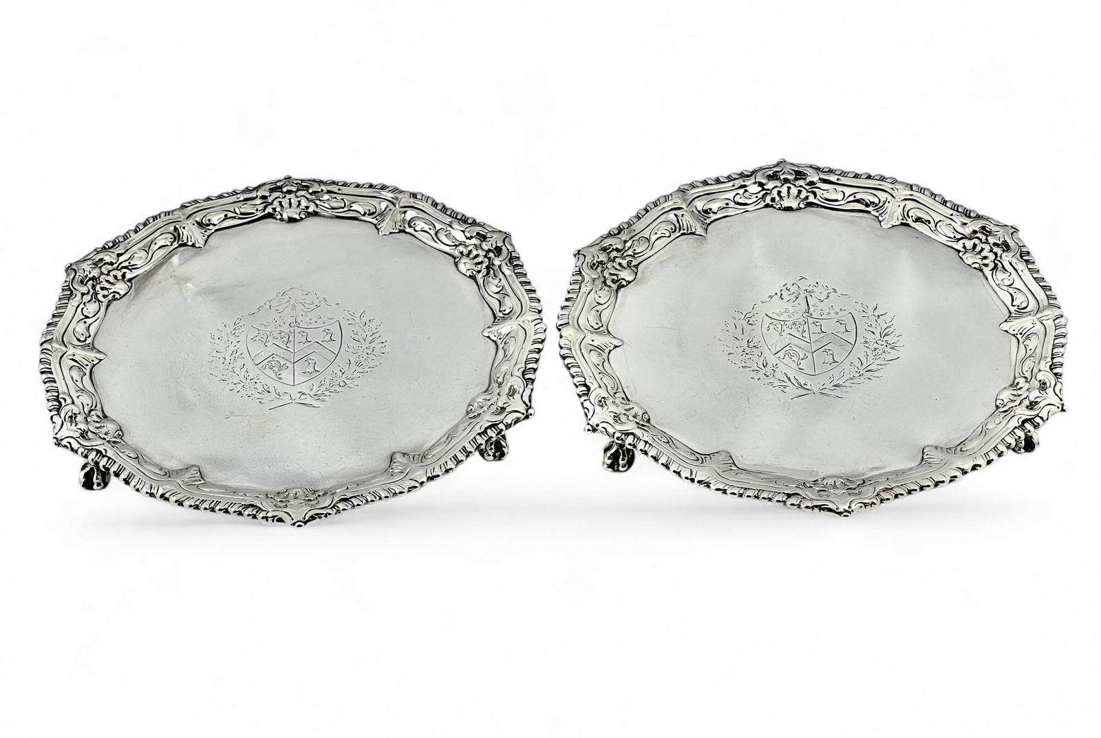 Early George III Pair of Antique Silver Trays / Waiters - London 1768 (1 of 8)