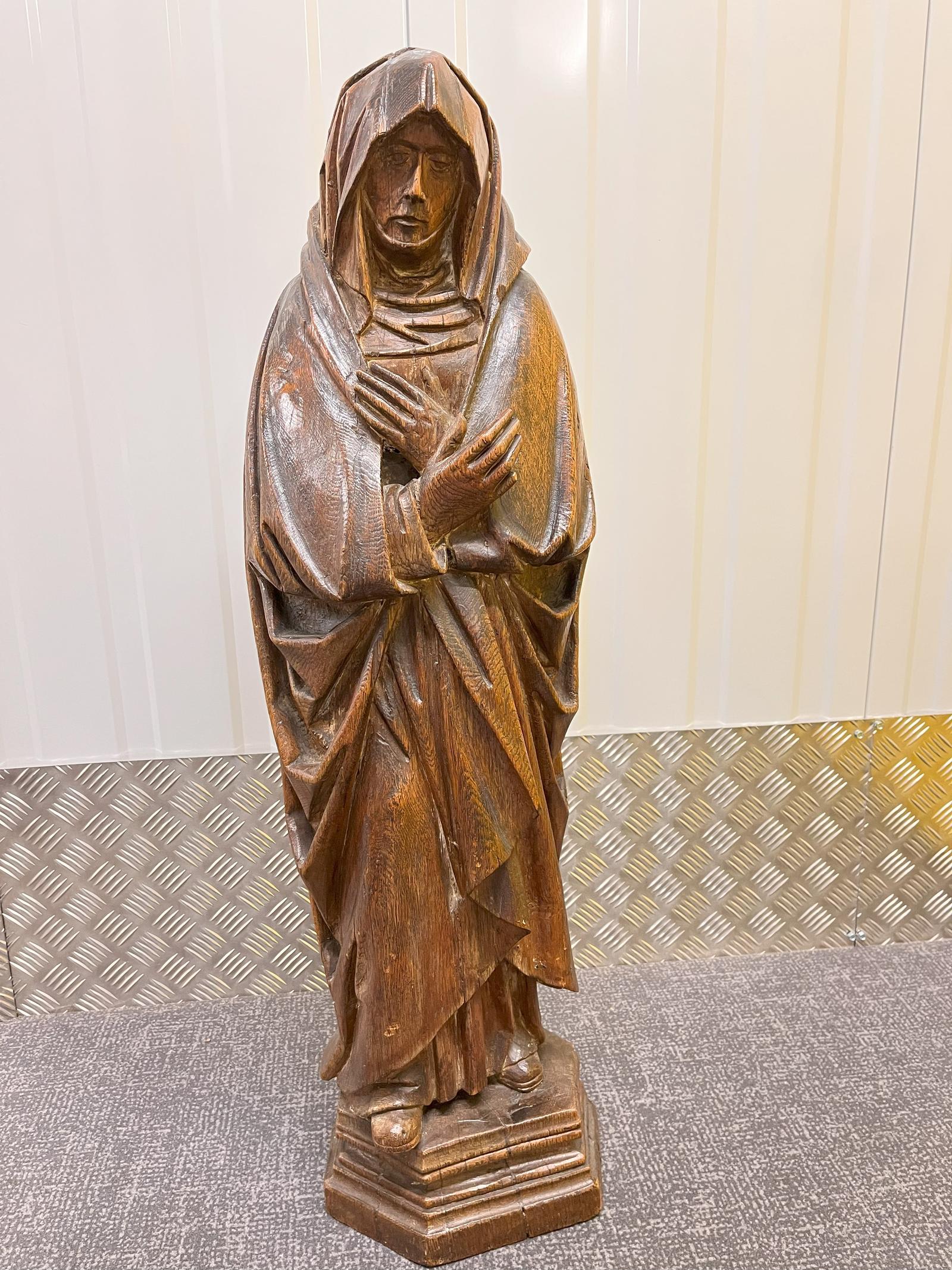Antique Oak Sculpture - The Grief of Mary c.1500 (1 of 7)