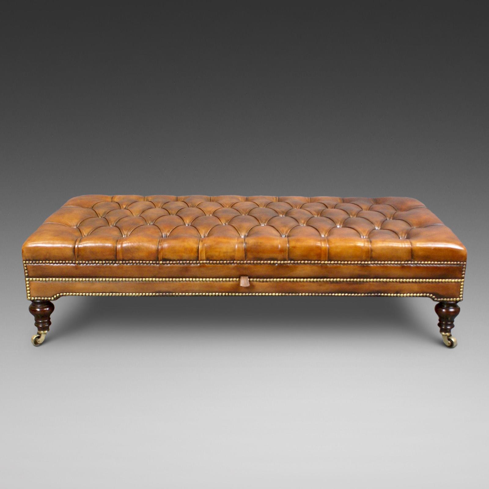 Very Large Victorian Buttoned Leather Stool (1 of 6) Very Large Victorian Buttoned Leather Stool (1 of 6)