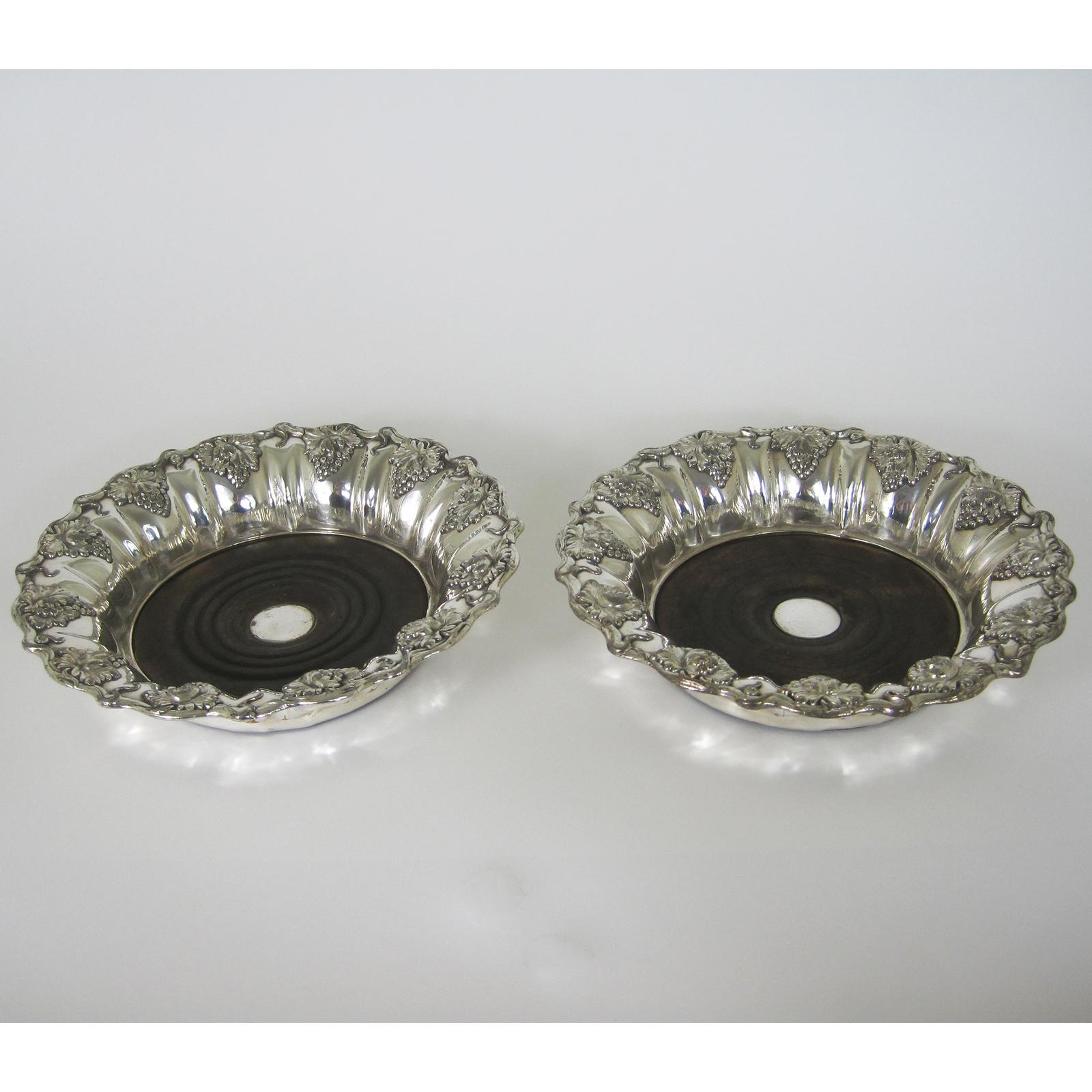 Decorative Pair Large of Old Sheffield Plate Coasters (1 of 5)