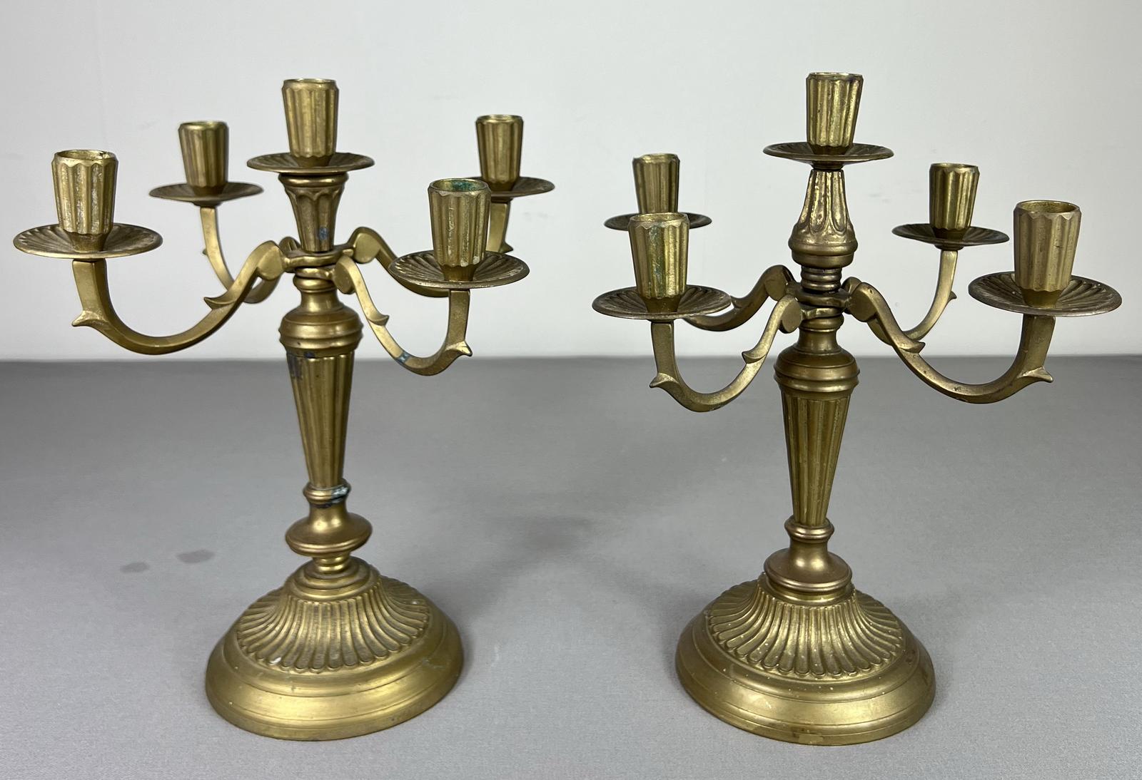 Vintage Pair of French Metal Candelabra Candlestick Candle (1 of 10)