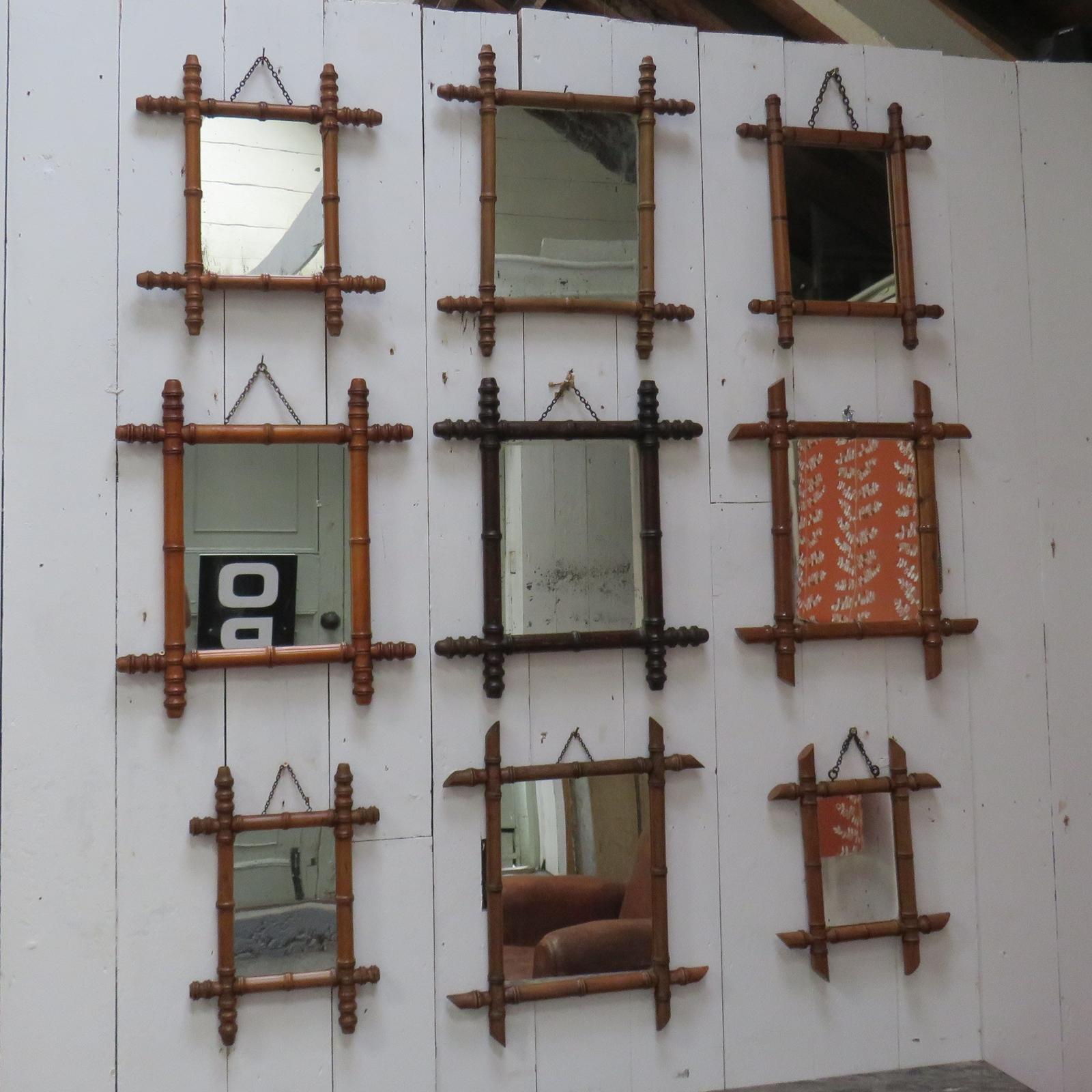 Set of Nine Antique Faux Bamboo Mirrors (1 of 11)