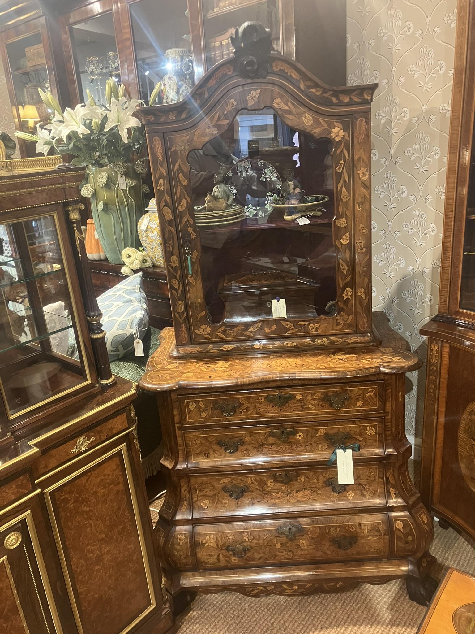 Dutch Marquetry Cabinet on Stand (1 of 1)