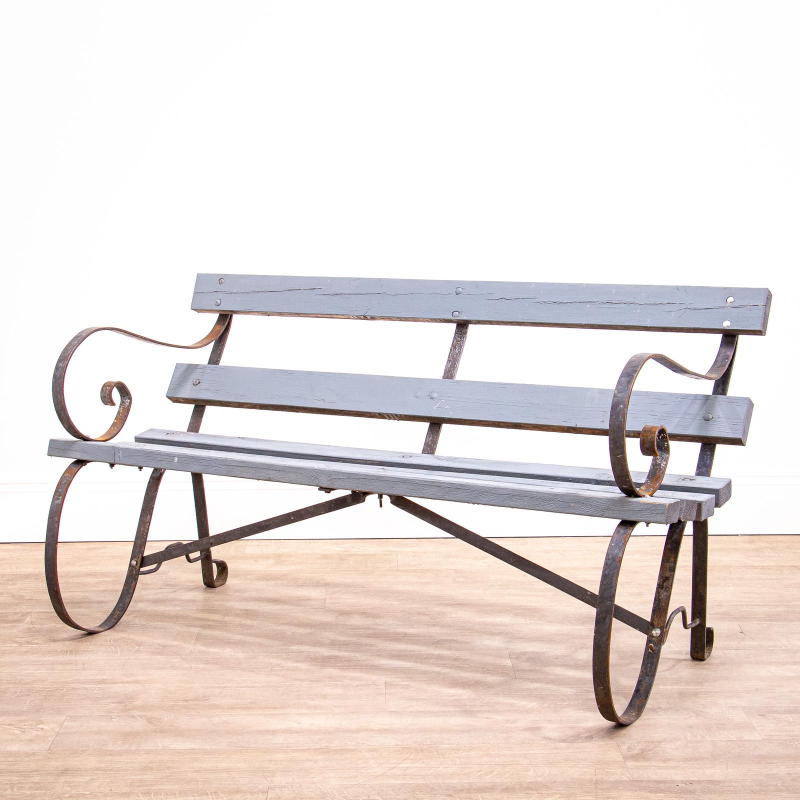 Iron Scrollwork Garden or Patio Bench Painted Grey (1 of 11) Iron Scrollwork Garden or Patio Bench Painted Grey (1 of 11)