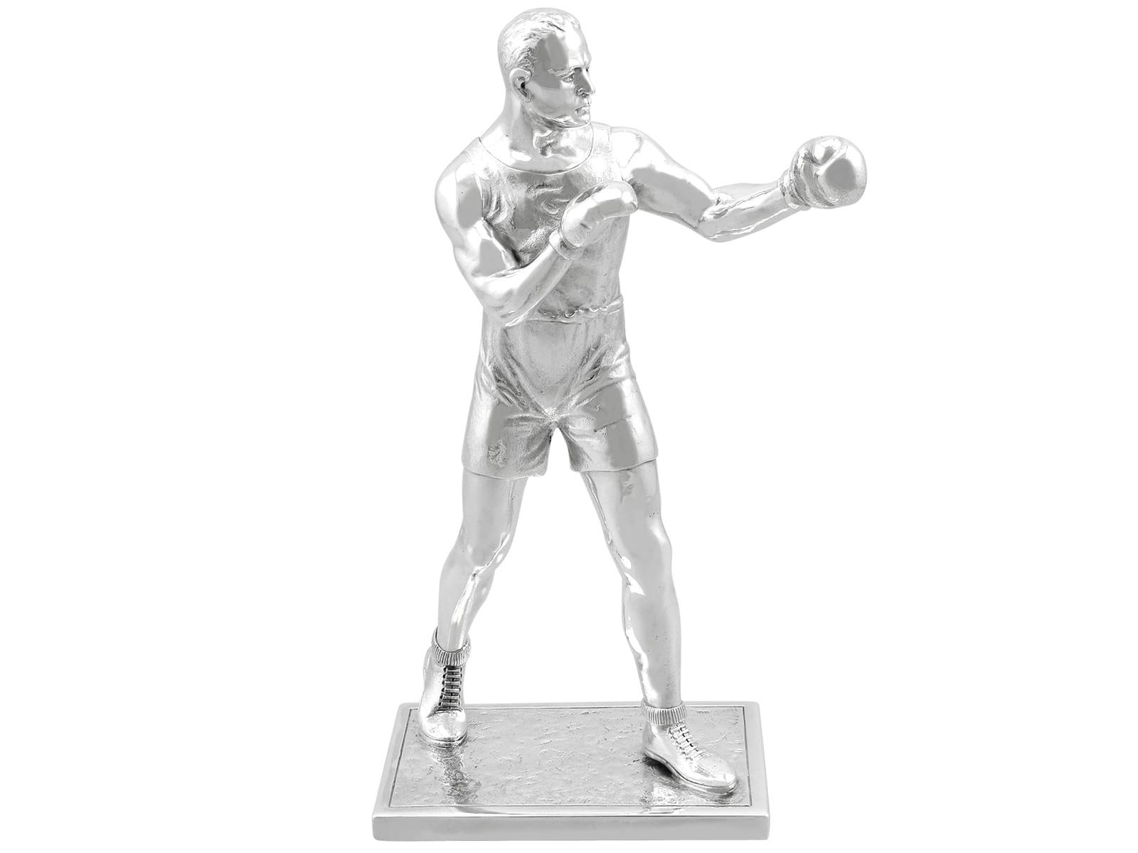 Antique George VI Sterling Silver Boxer Statue/table Ornament (1 of 10)