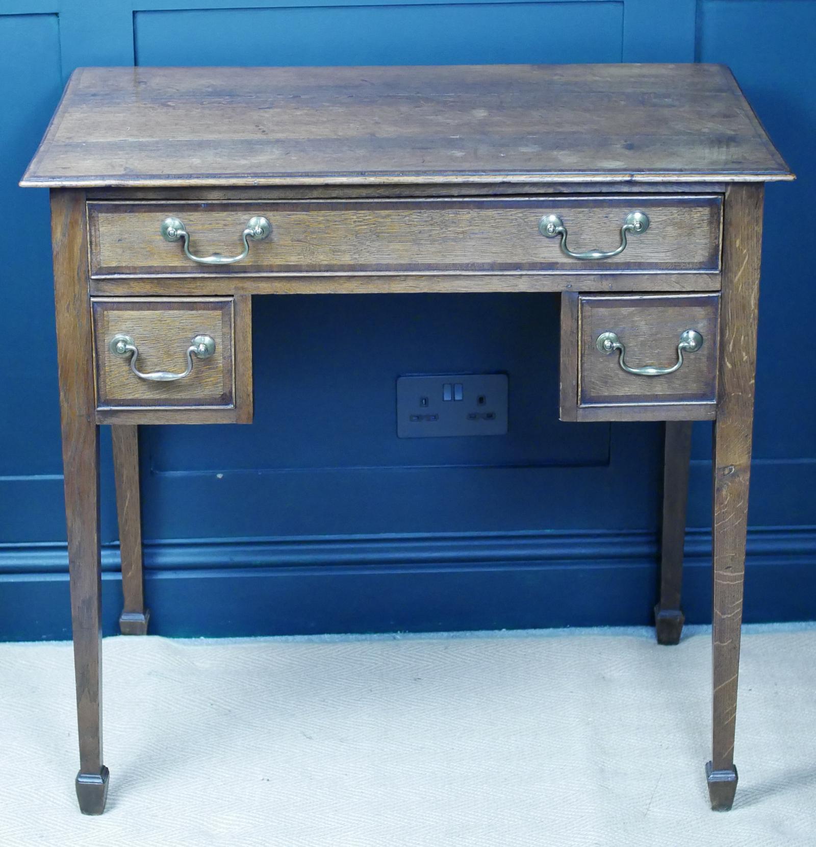 George III Oak-banded Lowboy Side Hall Console Table (1 of 12)