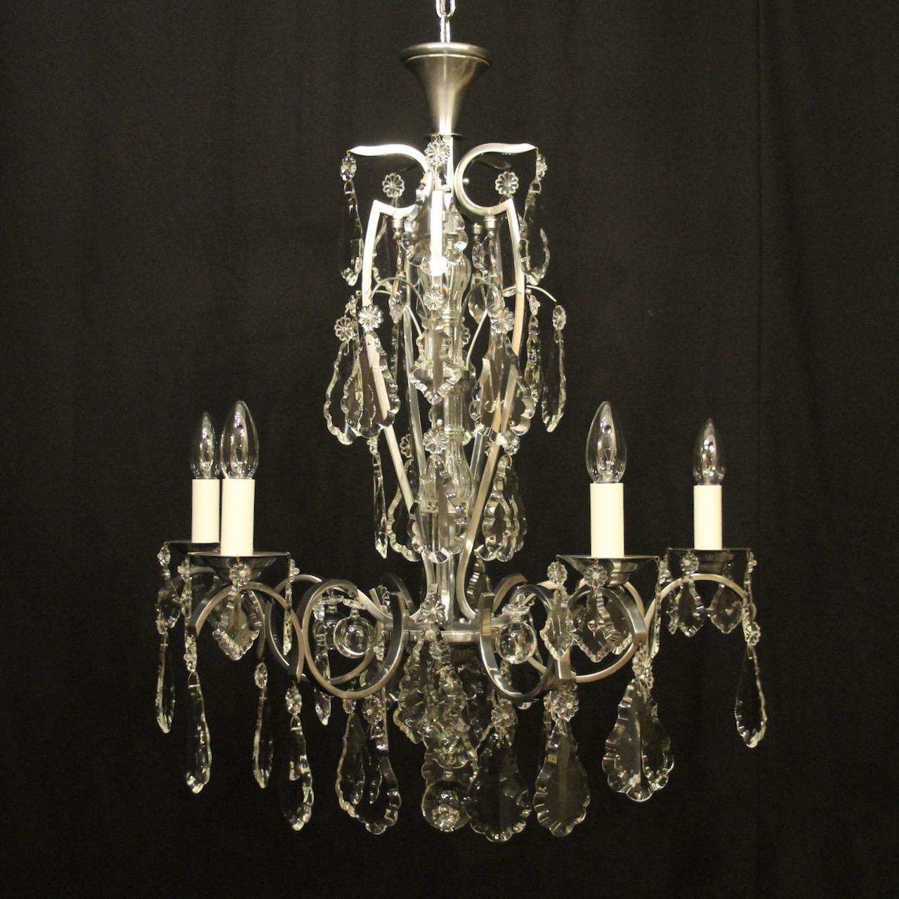 French Silver Gilded 5 Light Antique Chandelier (1 of 10)