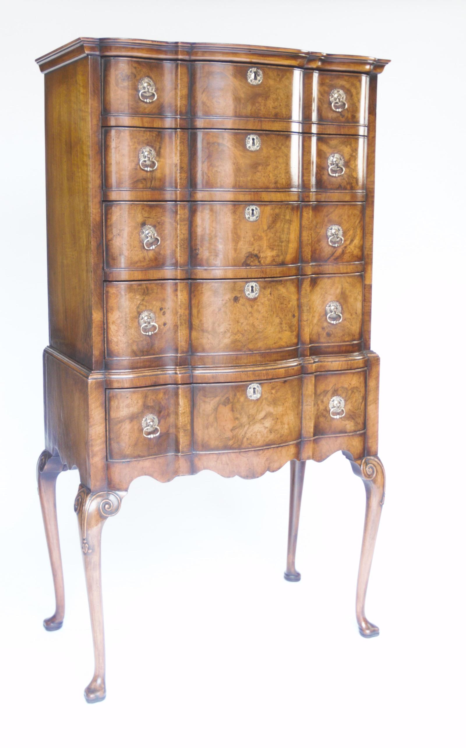 Queen Anne Revival Walnut Chest on Stand Circa 1920s (1 of 9)