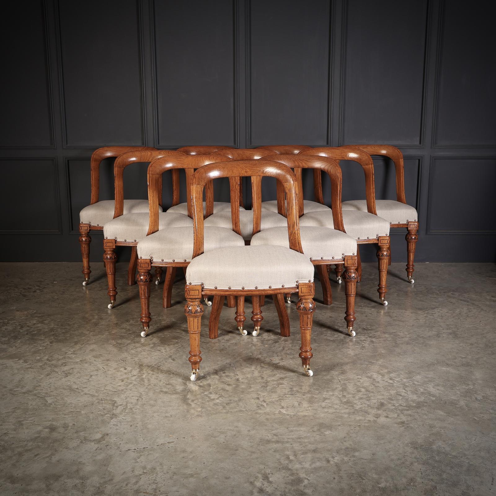 Magnificent Set of Ten Victorian Oak Dining Chairs (1 of 11)