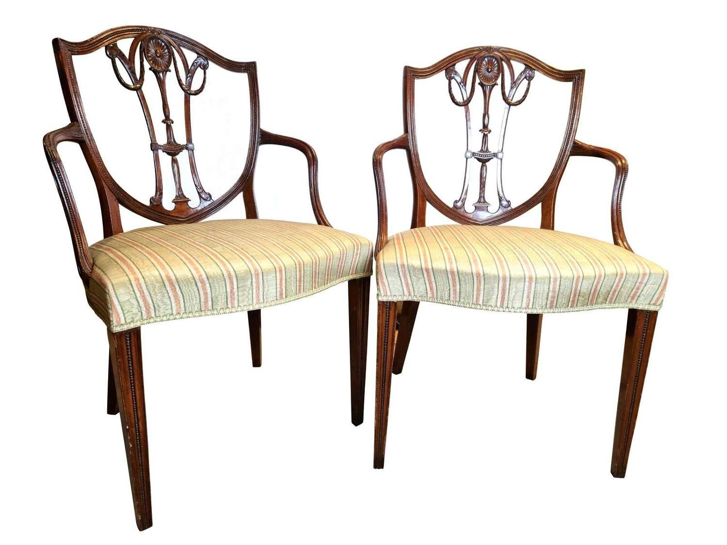Pair of Late 19th Century Hepplewhite Revival Open Armchairs (1 of 8) Pair of Late 19th Century Hepplewhite Revival Open Armchairs (1 of 8)