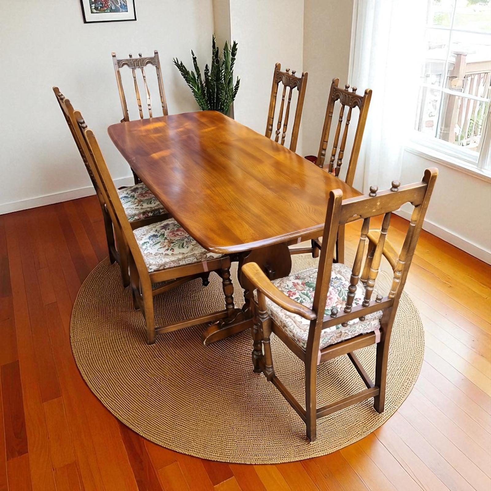 Vintage Ercol Elm Dining Table / 1970s / Seats 8–10 (1 of 7)