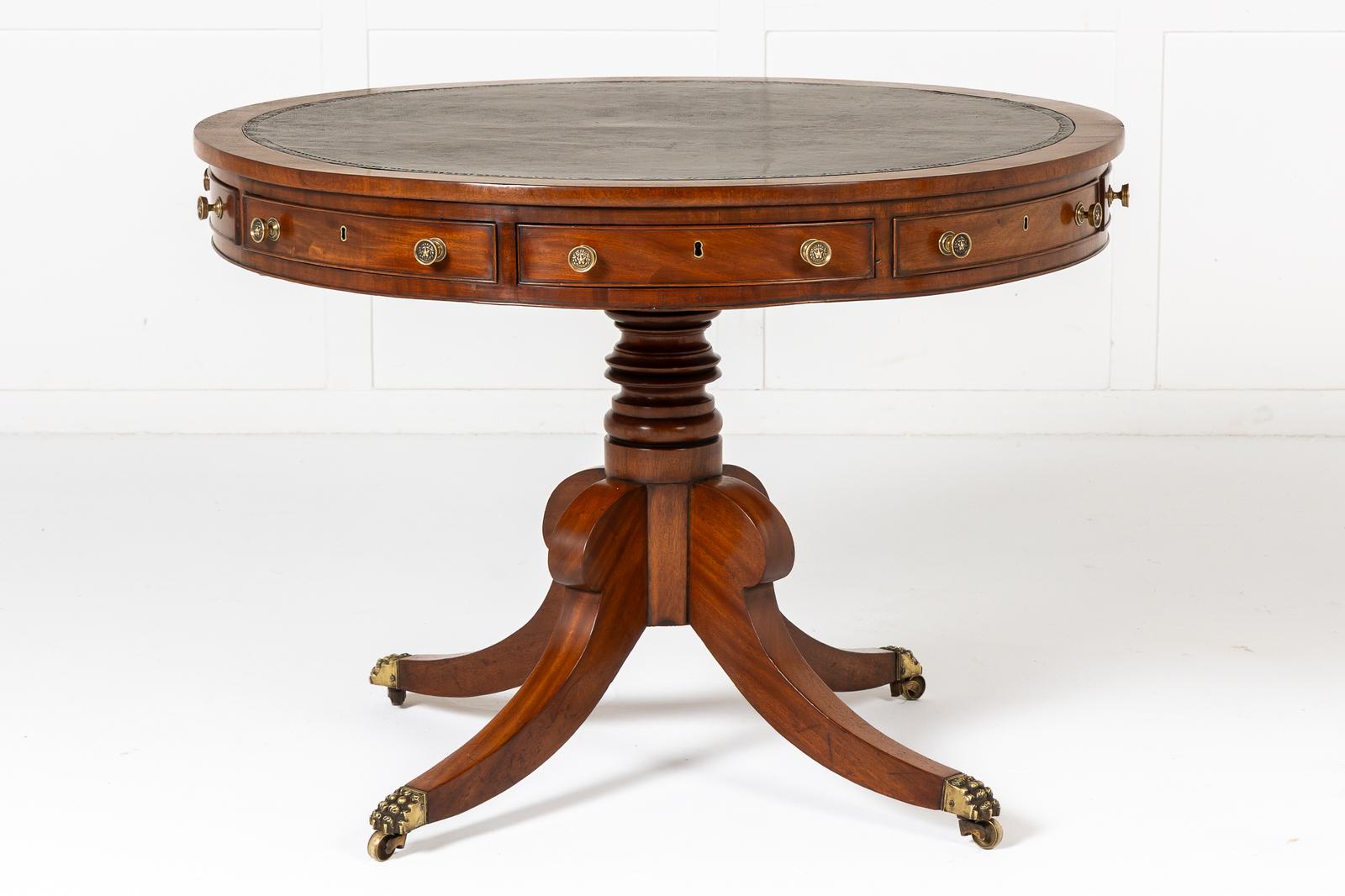 19th Century English Regency Mahogany Drum Table (1 of 11)