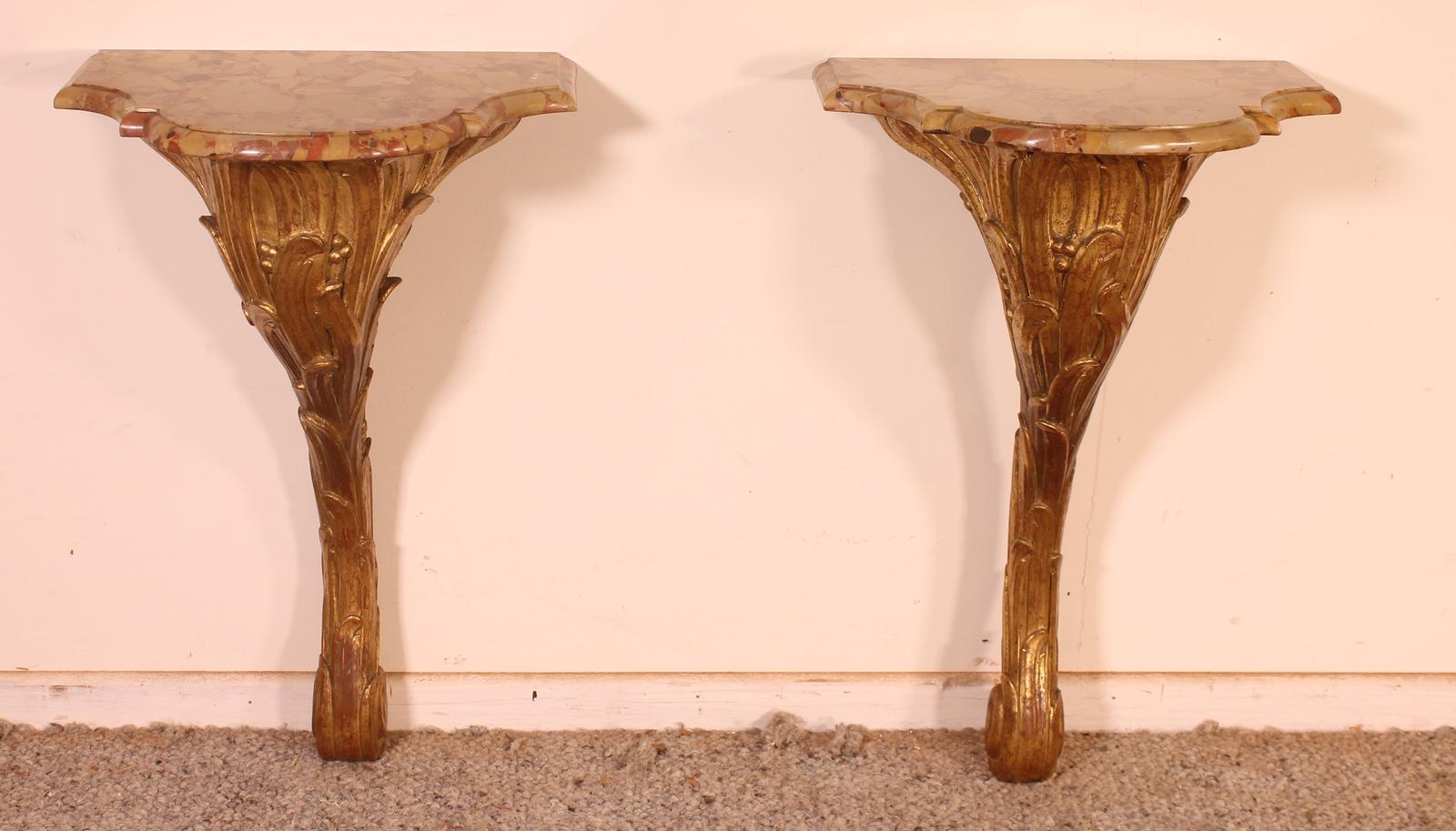 Pair of Small Louis XV Consoles From The 19th Century with Marble (1 of 12)
