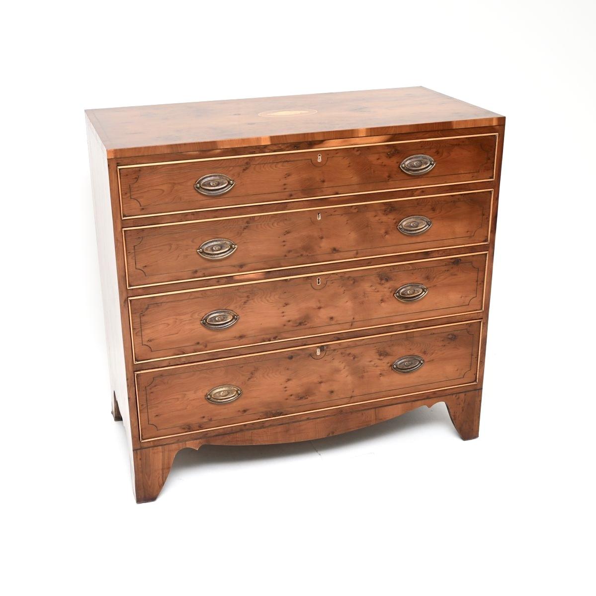 Antique Regency Style Inlaid Yew Wood Chest of Drawers (1 of 10) Antique Regency Style Inlaid Yew Wood Chest of Drawers (1 of 10)