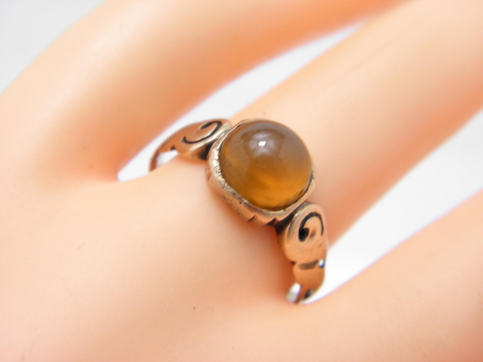 Antique 8ct Rose Gold Honey Amber Ring Band Size O 1/2 (1 of 11)