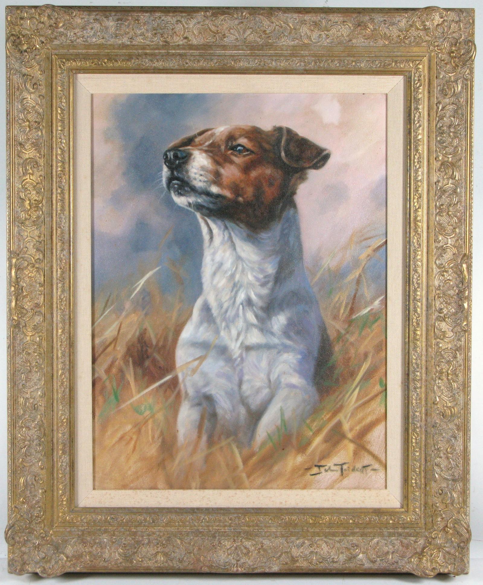 John Trickett (British b. 1953) Portrait of a Terrier Dog Oil on Canvas (1 of 6)