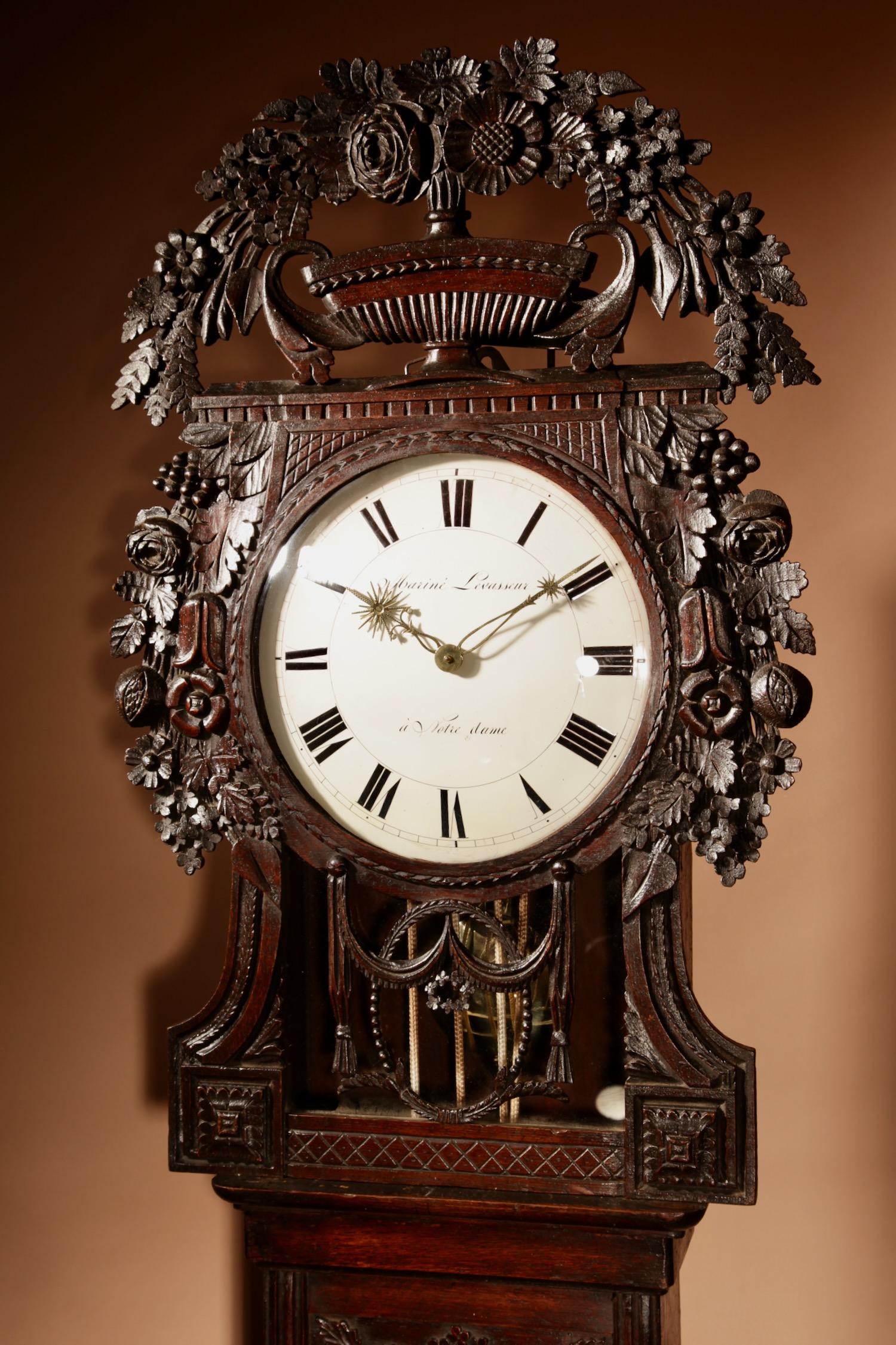 Original Normandy Wedding Oak Longcase Clock c.1820 (1 of 16)