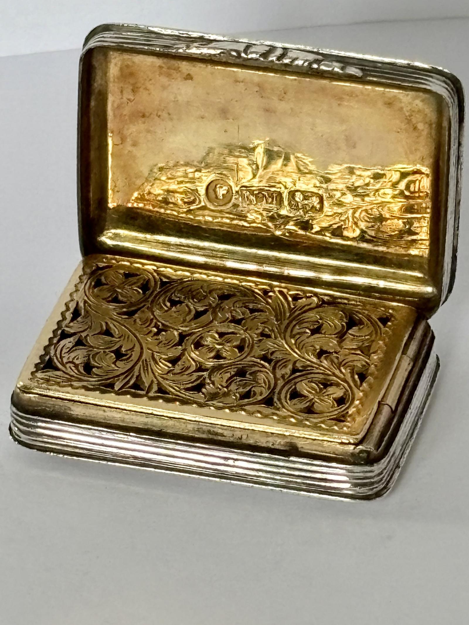 Early Victorian Silver Gilt Vinaigrette - Nathaniel Mills - Birmingham 1845 (1 of 10) Early Victorian Silver Gilt Vinaigrette - Nathaniel Mills - Birmingham 1845 (1 of 10)