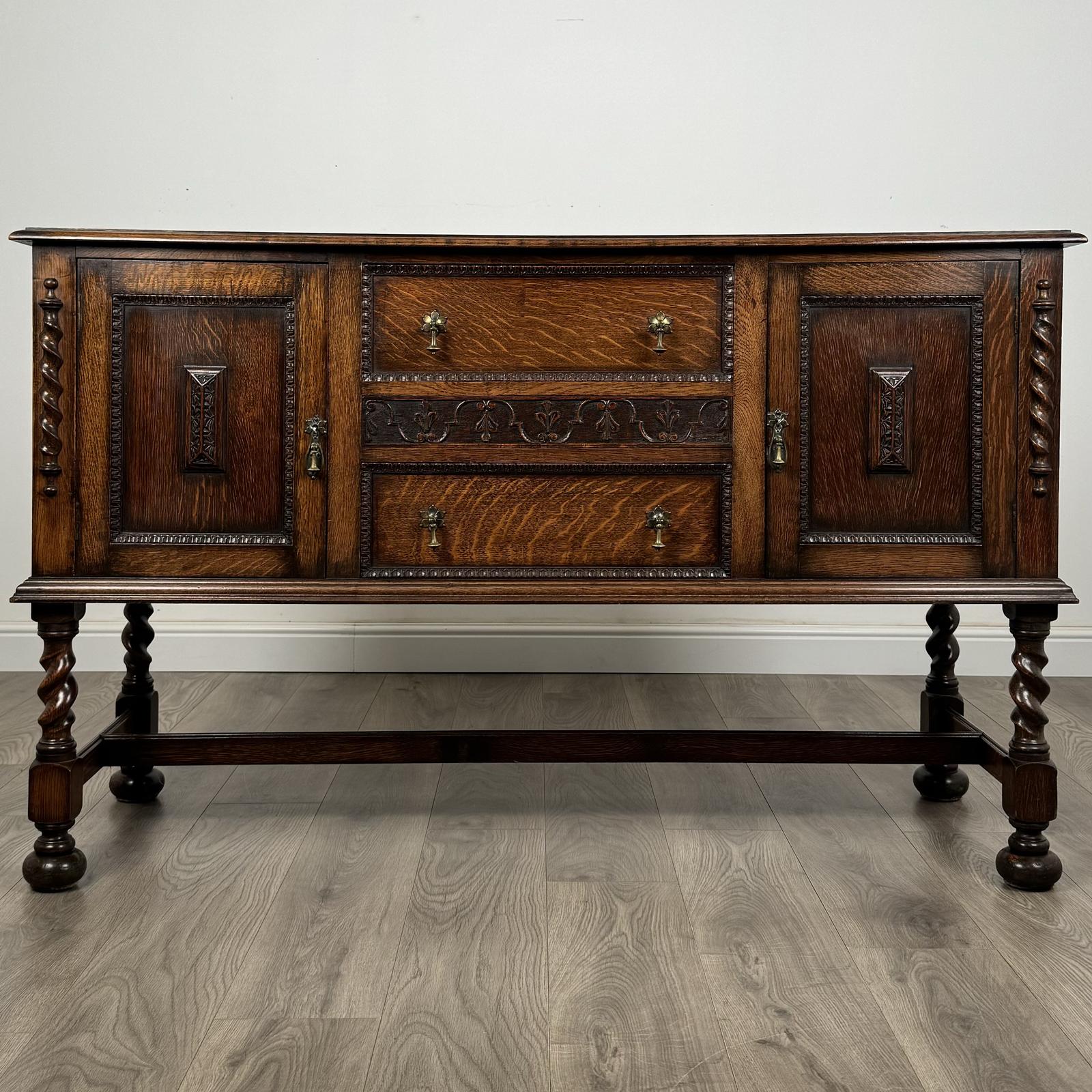 Antique 20th Century Barley Twist Sideboard In Oak (1 of 13) Antique 20th Century Barley Twist Sideboard In Oak (1 of 13)