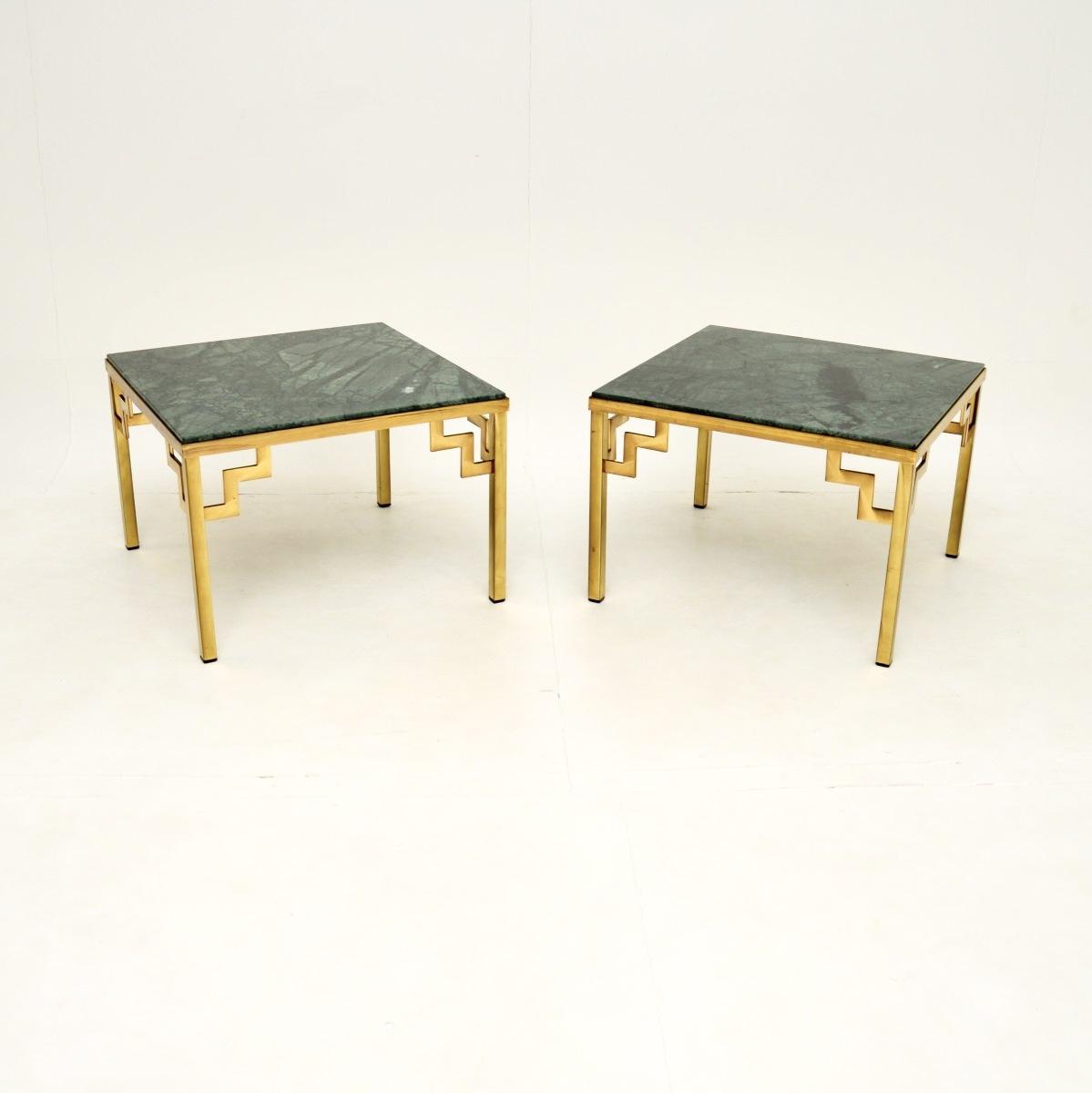 Pair of Vintage French Brass Marble Top Side Tables (1 of 8)