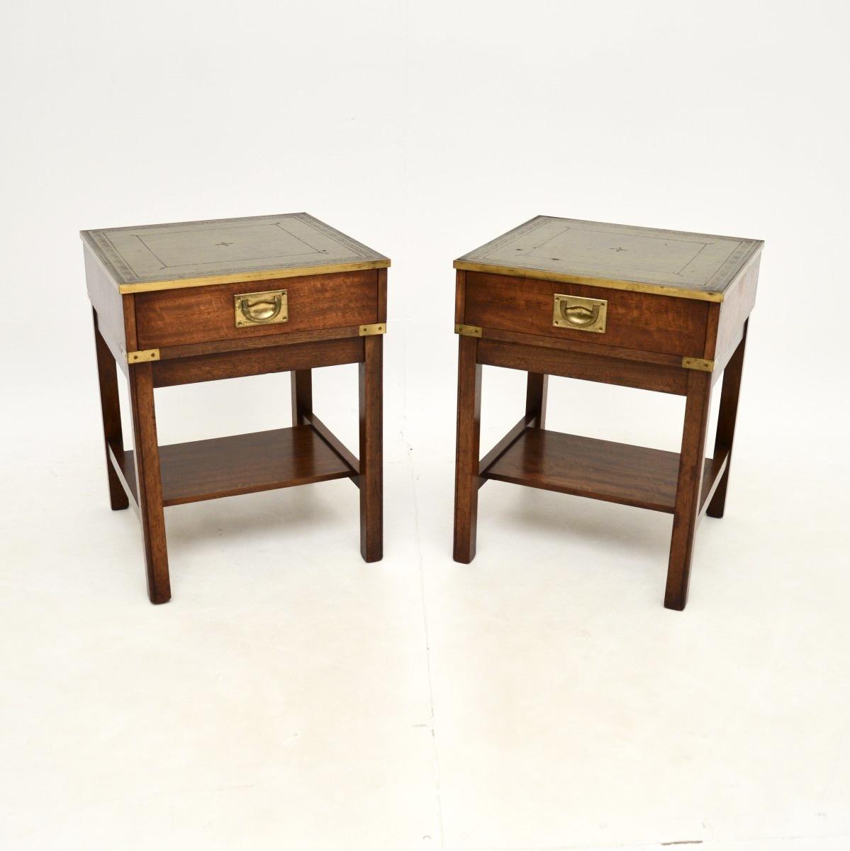 Pair of Military Campaign Style Mahogany Side Tables (1 of 9) Pair of Military Campaign Style Mahogany Side Tables (1 of 9)