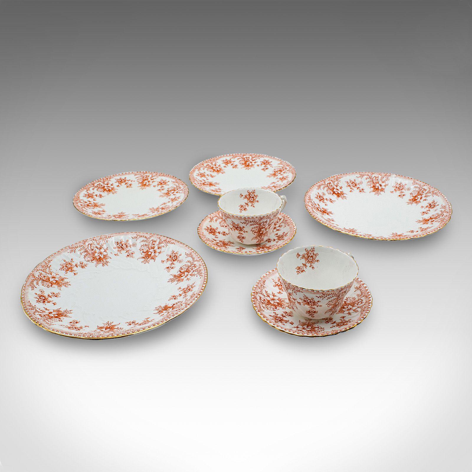 Antique Afternoon Tea Set, English, Bone China, Cup & Saucer, Plate - Victorian c.1900 (1 of 9)