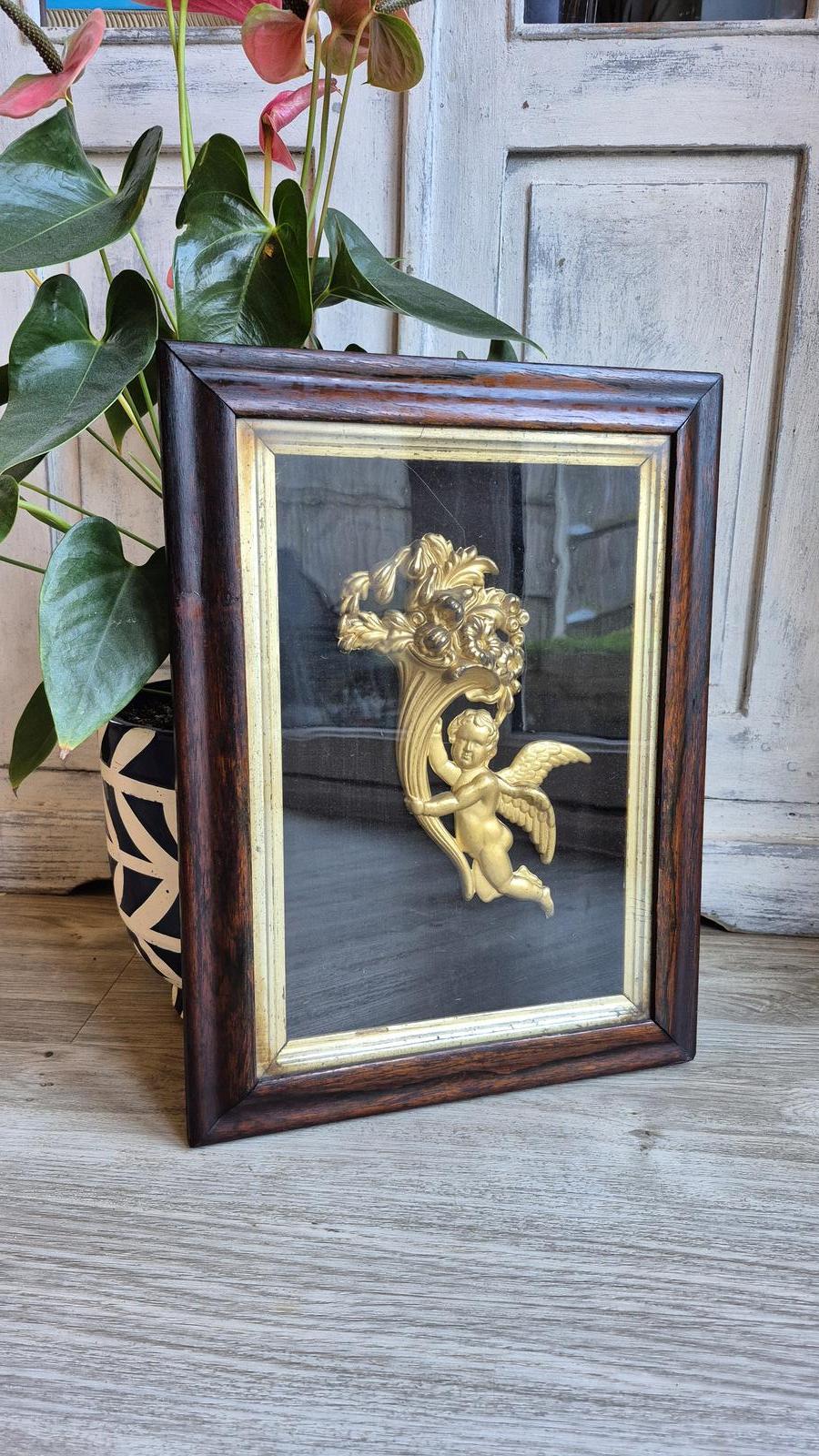 Antique Plaque of a Cherub, Gilt Bronze Relief Plaque (1 of 20)