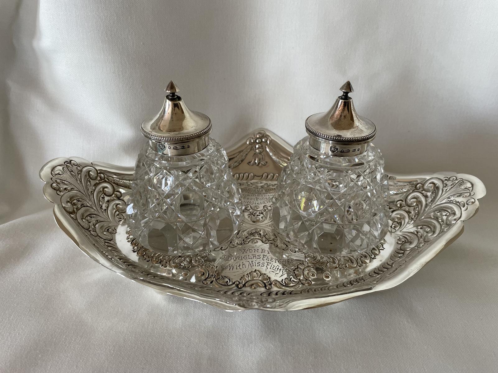 Victorian Silver Twin Inkwell Stand (1 of 9)