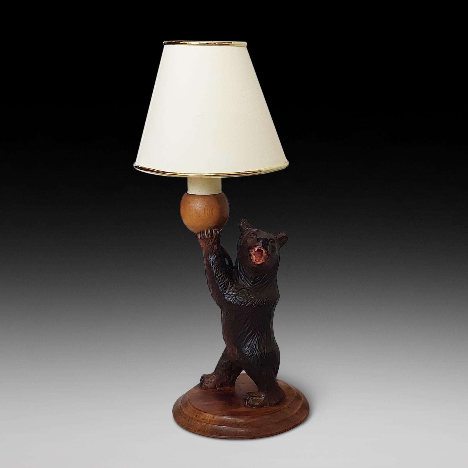 Early 20th Century Black Forest Linden Table Lamp (1 of 5)