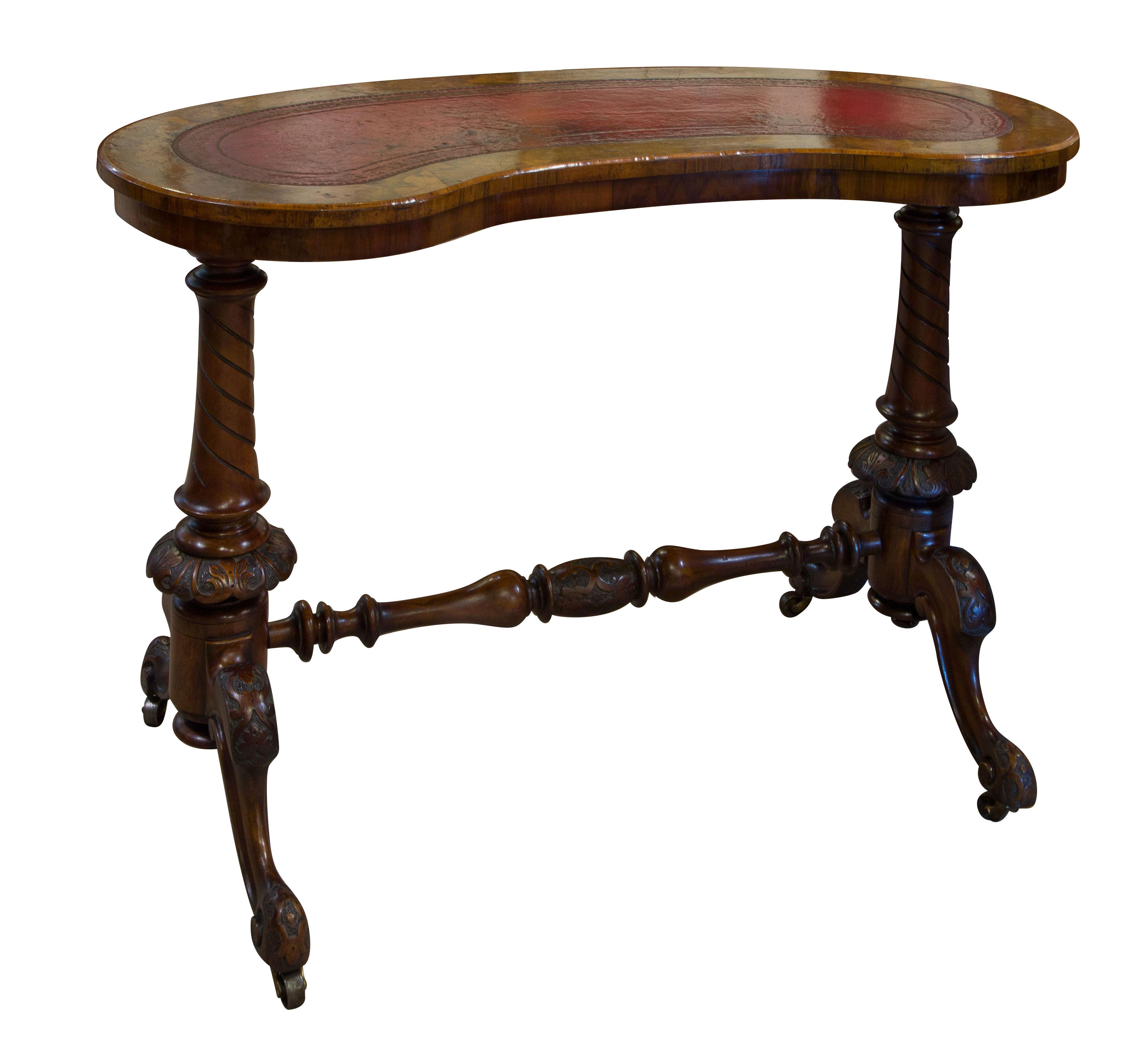 Victorian walnut kidney shaped stretcher table (1 of 1)