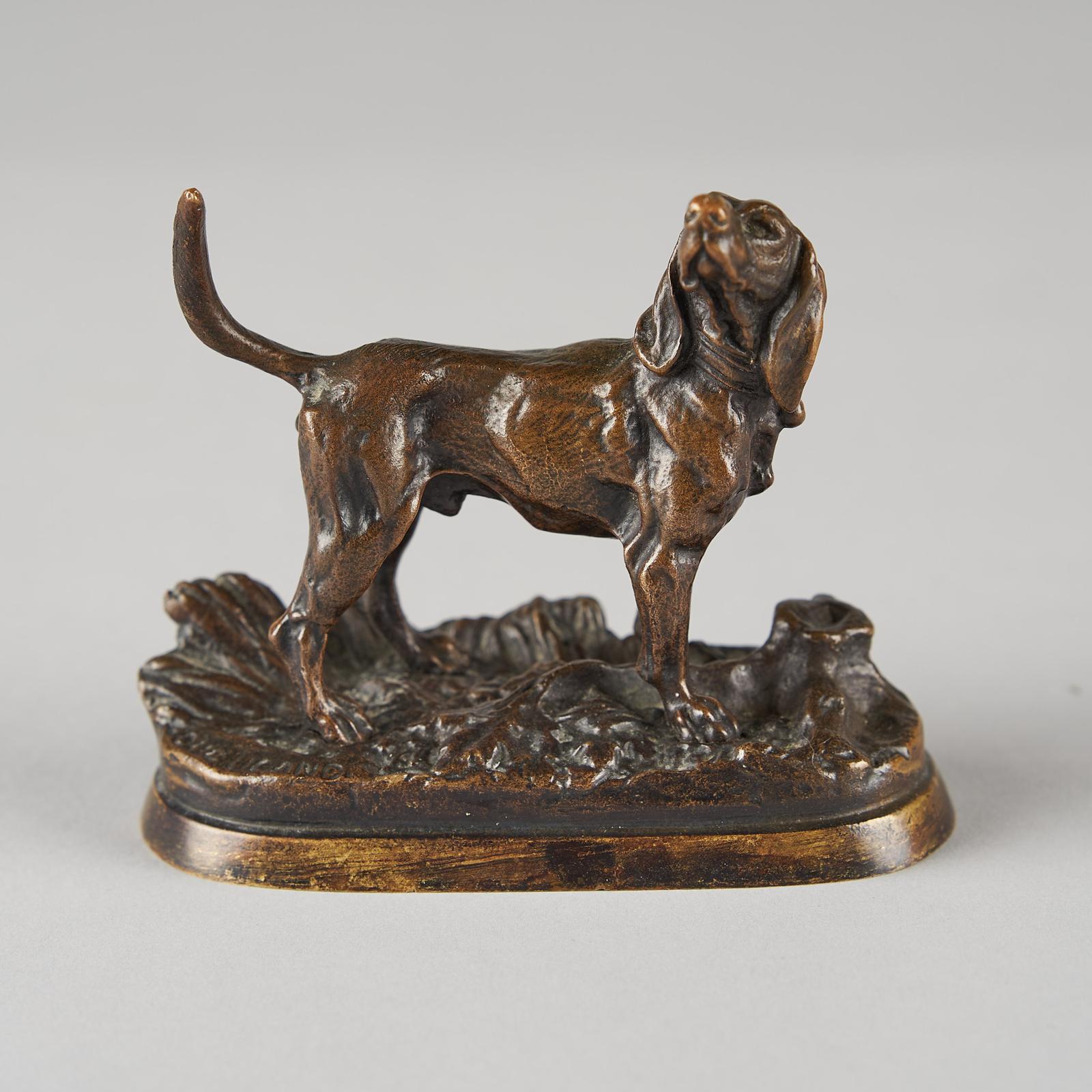 19th Century French Bronze Sculpture of Dog - Signed Dubucand (1 of 6)