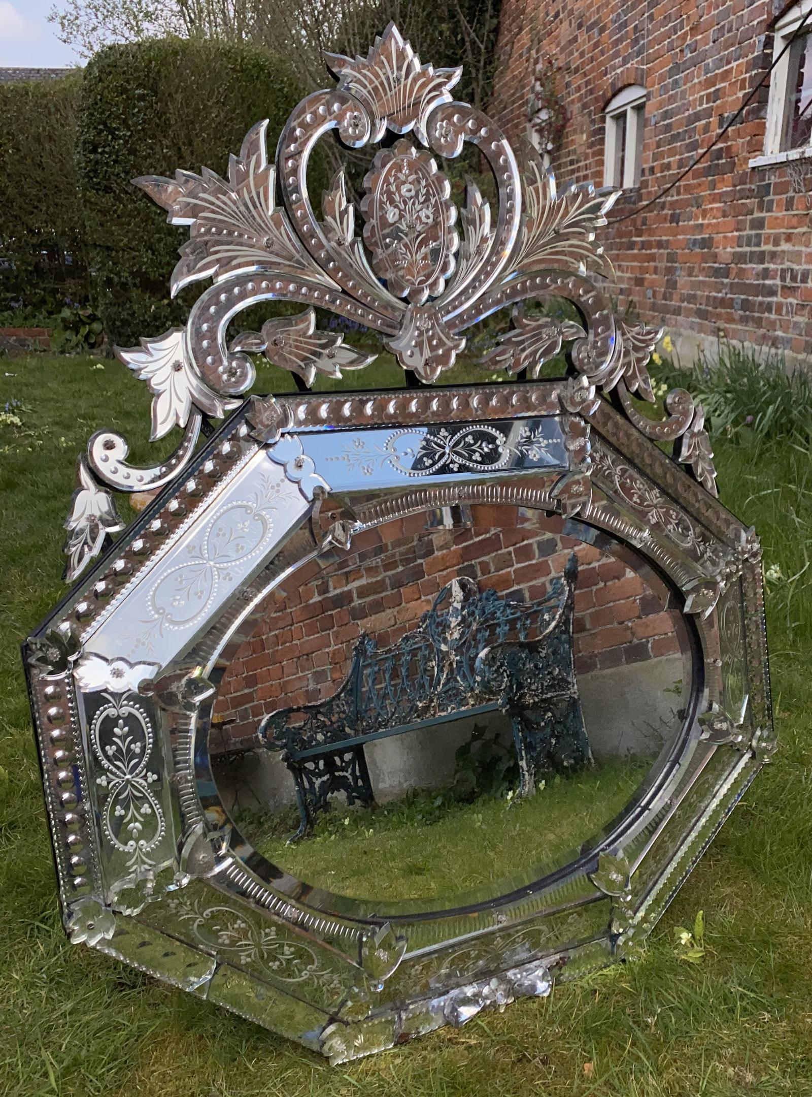 Large 19th Century Venetian Mirror (1 of 6) Large 19th Century Venetian Mirror (1 of 6)