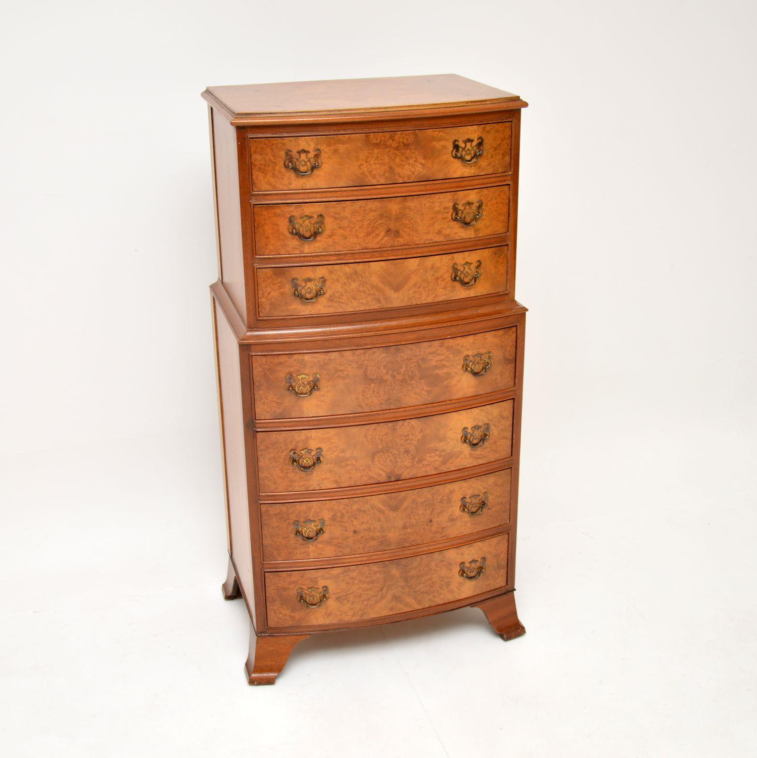 Figured Walnut Chest on Chest of Drawers (1 of 10) Figured Walnut Chest on Chest of Drawers (1 of 10)