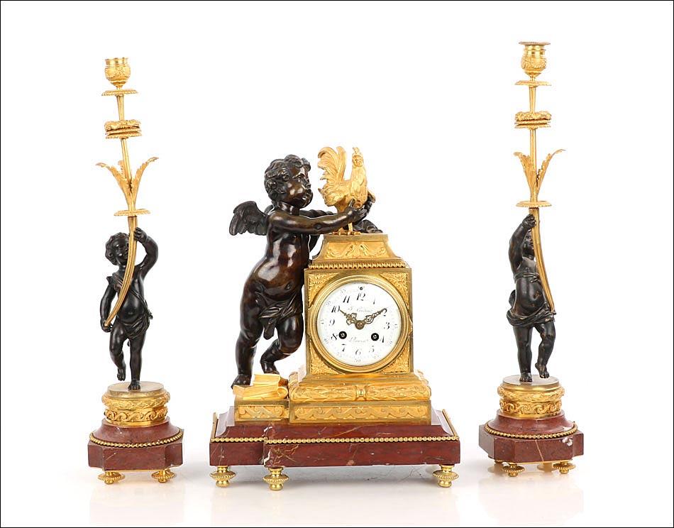 Gorgeous Mantel Clock Gilt & Patinated Bronze - France 19th Century (1 of 42)