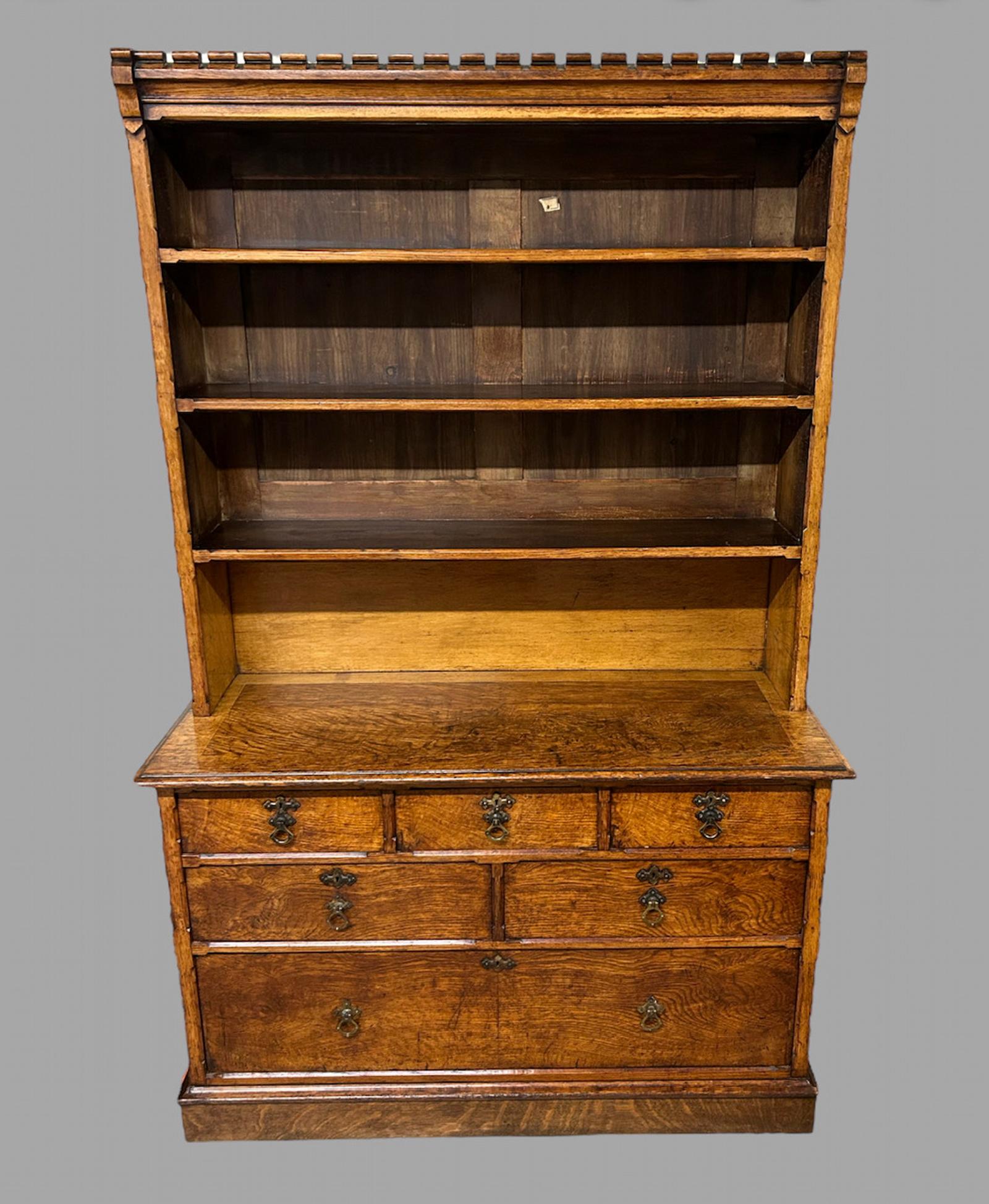 19th Century Multi Wood Gothic Style Dresser Bookcase (1 of 8)