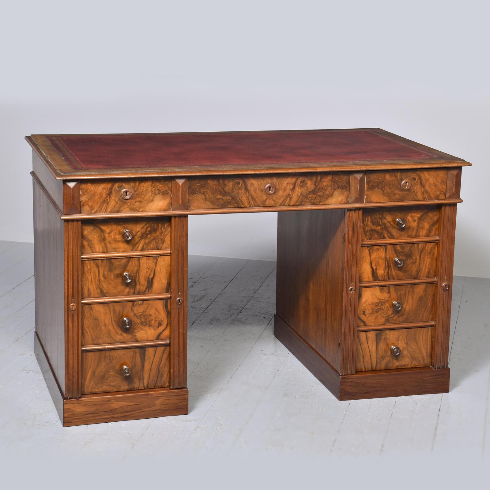 Victorian Walnut Pedestal Desk (1 of 9) Victorian Walnut Pedestal Desk (1 of 9)