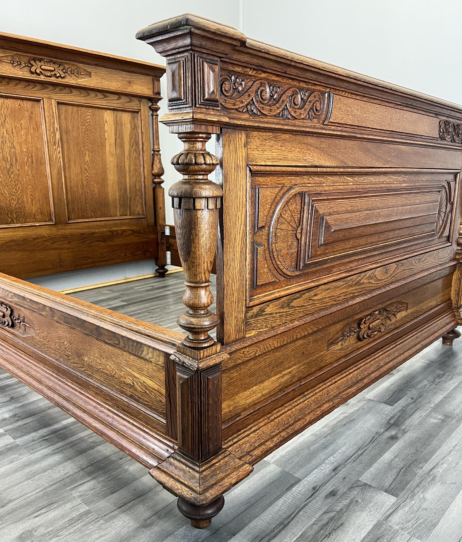 Bed Antique French Style Oak Double Bed Frame Carved Headboard (1 of 13) Bed Antique French Style Oak Double Bed Frame Carved Headboard (1 of 13)