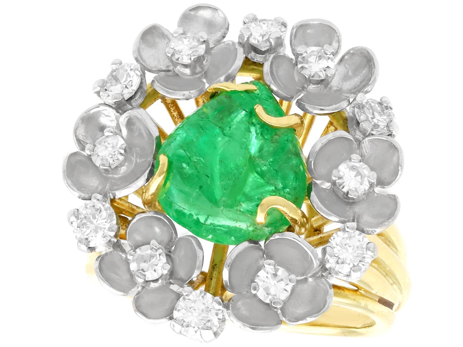Antique 2.42ct Emerald & 0.95ct Diamond 18ct Yellow Gold Dress Ring c.1920 (1 of 9)