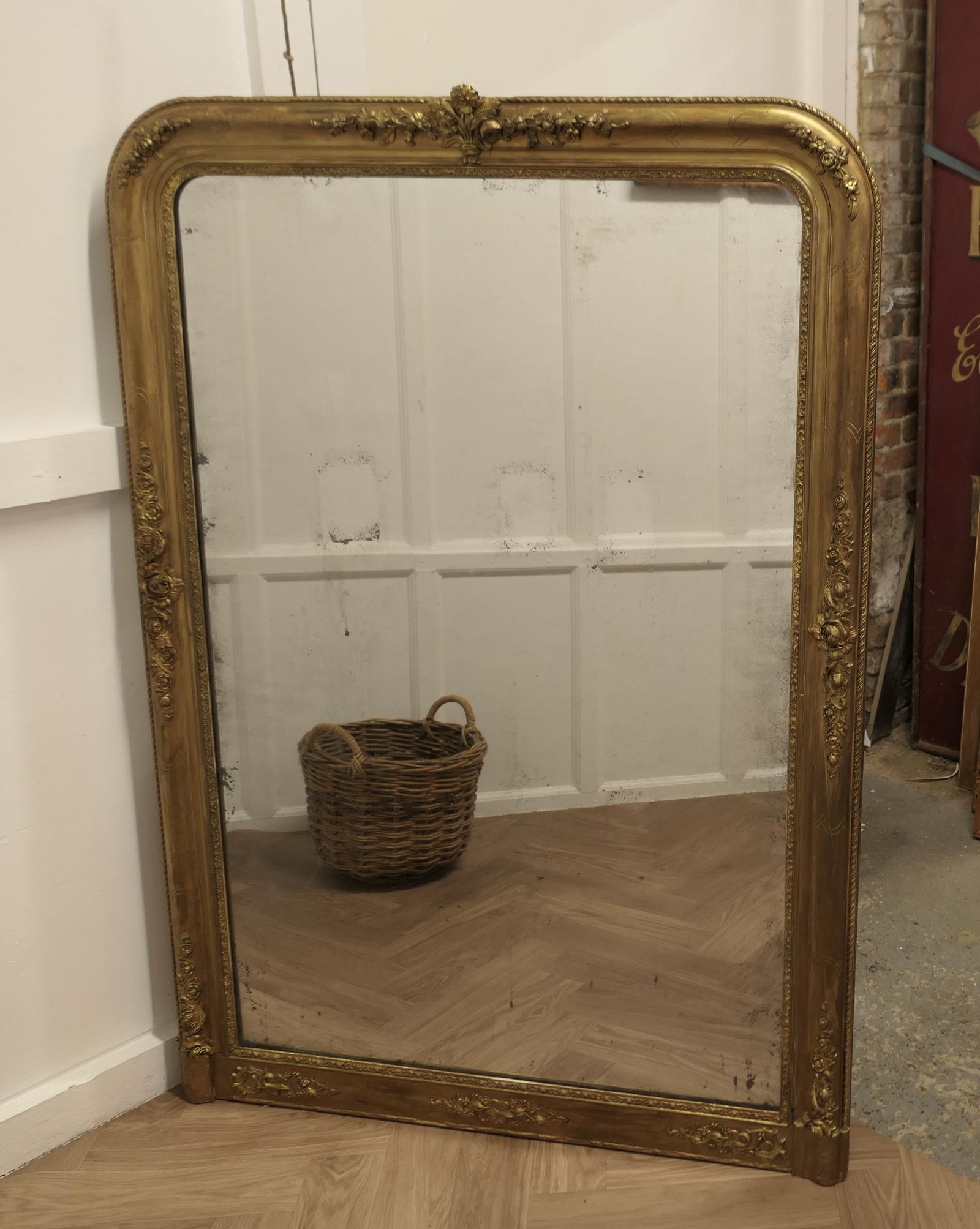 French 19th Century Louis Philippe Shabby Gilt Mirror (1 of 7)