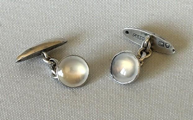 Pair of Late Victorian Silver & Moonstone Cufflinks (1 of 4)