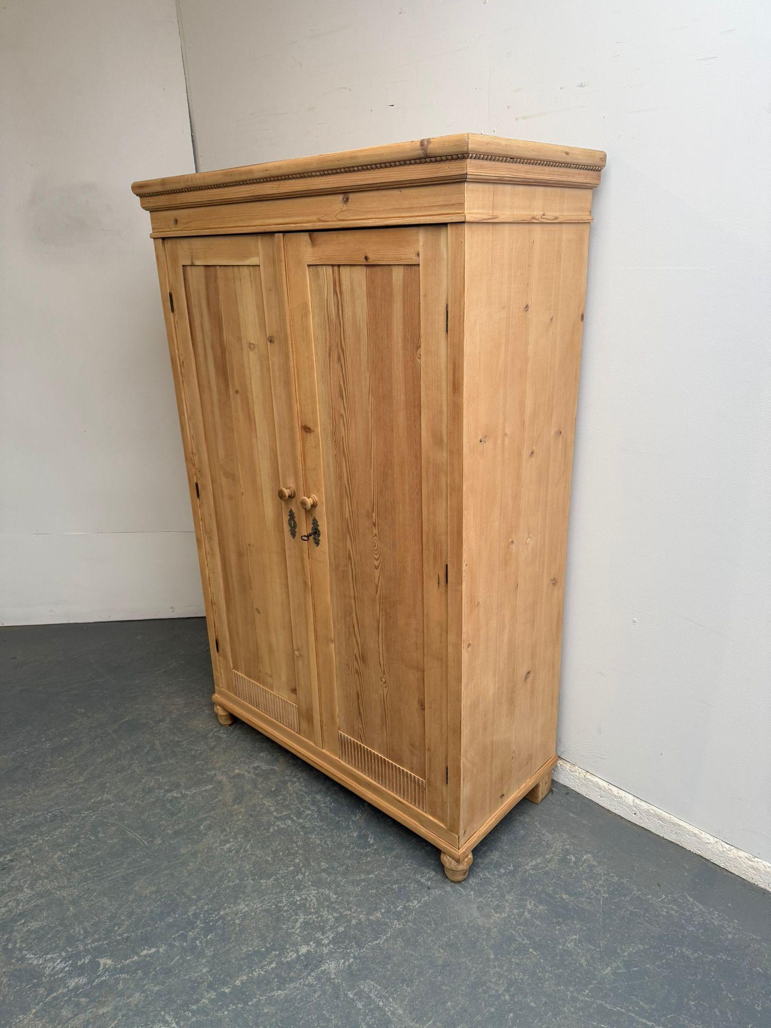 A Lovely Antique / Old Pine 2 Door Art Deco Child's Wardrobe to Wax/paint (1 of 10)