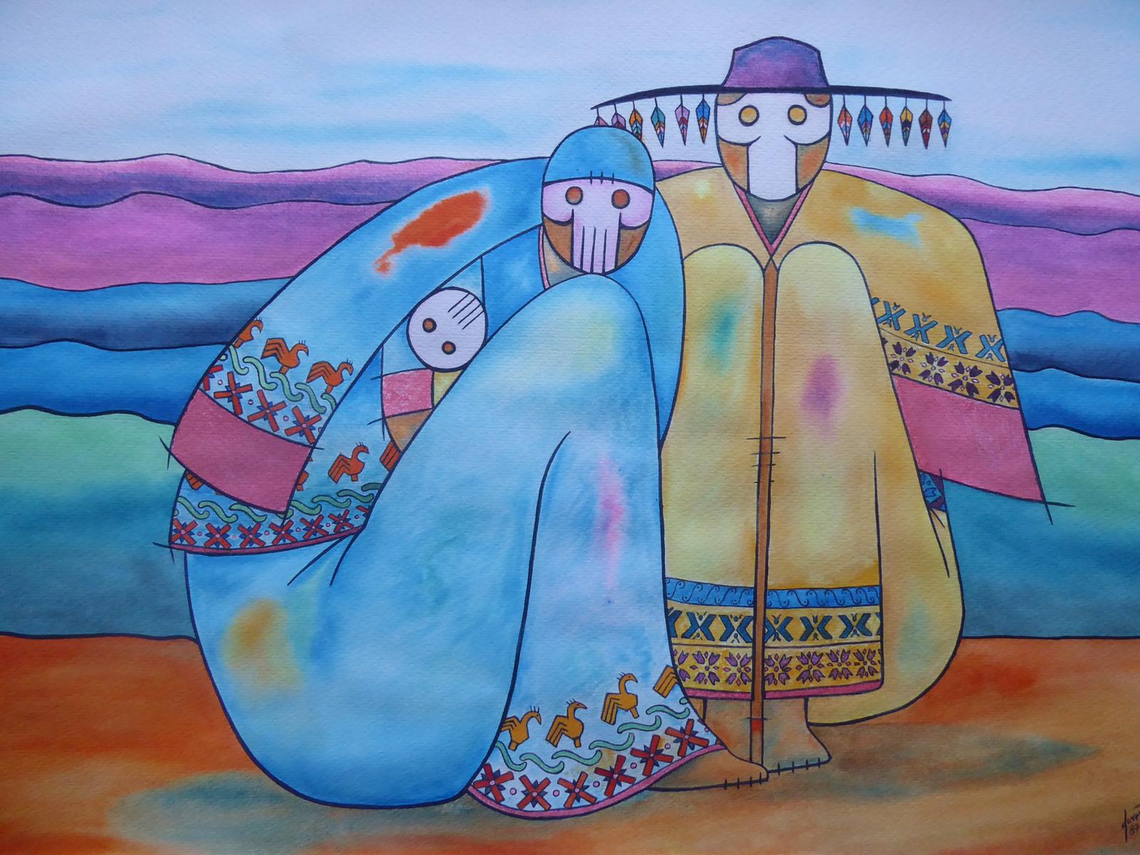 Large Watercolour The Family Signed (1 of 12)