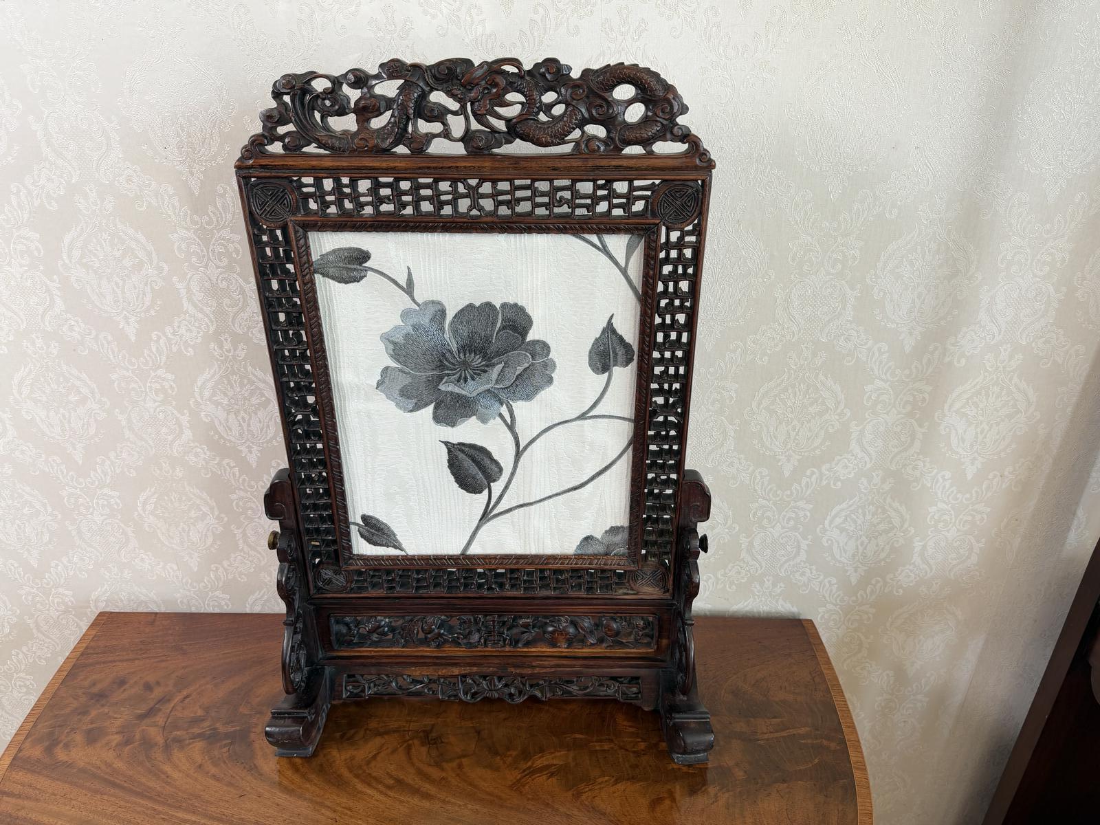 Very Unusual Small Carved Wooden Table Screen (1 of 3) Very Unusual Small Carved Wooden Table Screen (1 of 3)